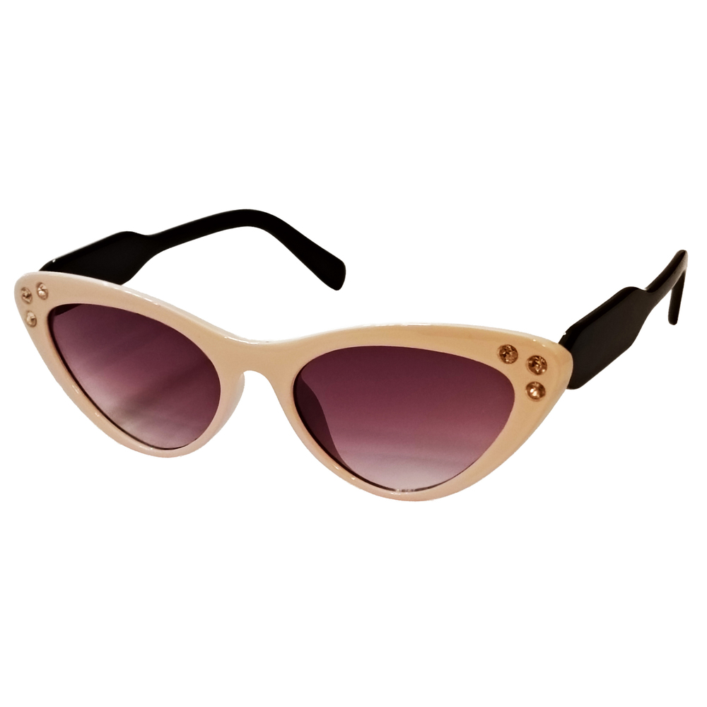 Rhinestone white and black cat-eye fashion sunglasses